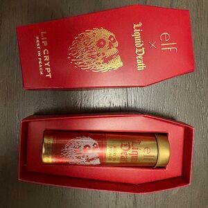 e.l.f. x Liquid Death Lip Crypt Lip Balm – Red & Gold
